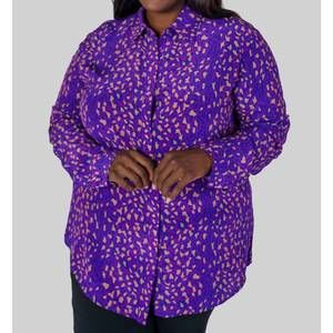 NEW CATHERINE GEE sophie blouse - plus in purple leopard